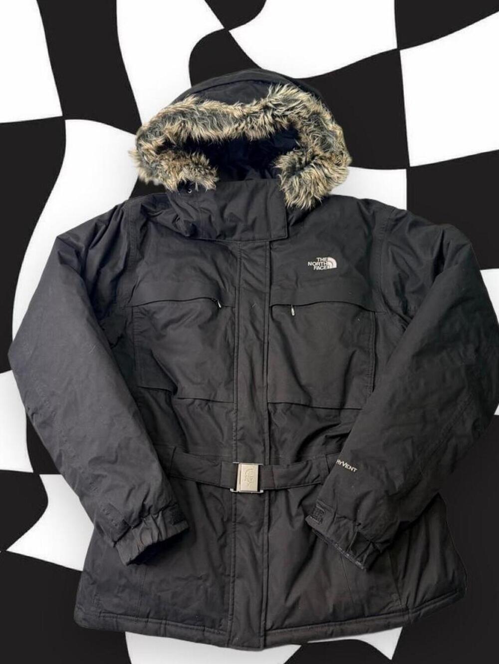 Women’s Vintage The North Face black puffer jacket with fur hood